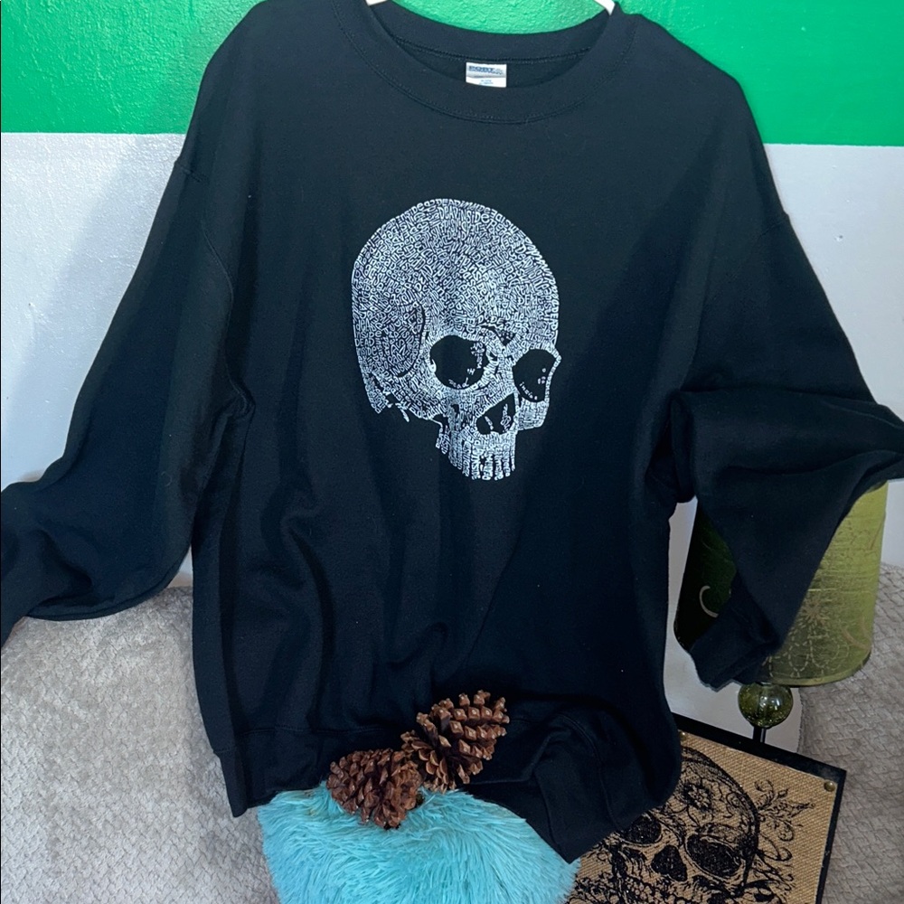 Port and Company Black Skull Sweatshirt